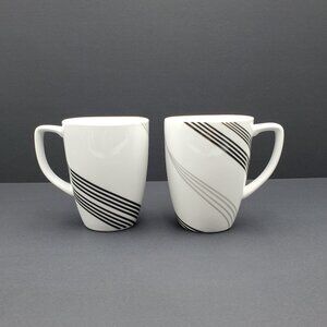 Corelle Urban Arc Mugs Corelle Coordinates White Mugs Black & Gray Curved Lines